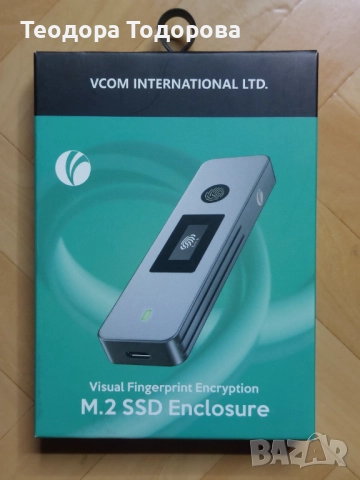 Външна кутия за диск VCom Storage - Case - M.2 NVMe/SATA M/B key - USB-C/A Gen.2 10Gbps, Fingerprint