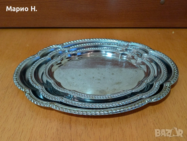 Стилни гравирани метални подноси, 3 + 1, снимка 4 - Други - 54231232