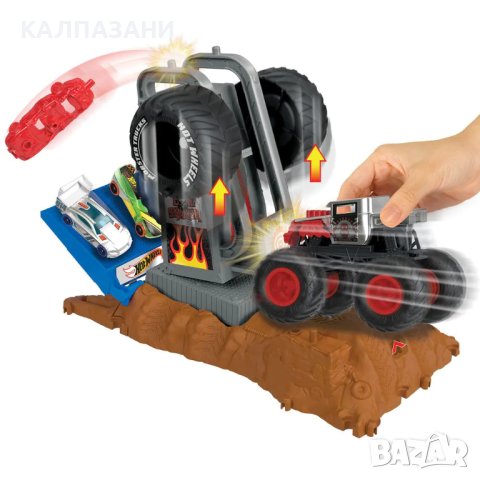Hot Wheels™ HNB87 Monster Trucks Arena Smashers™ Изстрелвачка с 1 количка Monster Truck , снимка 3 - Коли, камиони, мотори, писти - 44225039