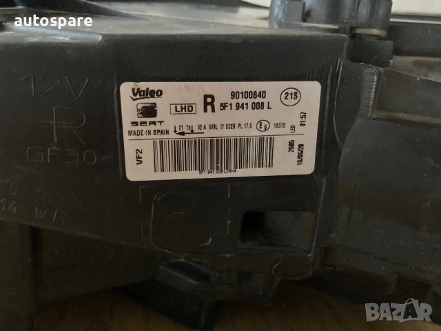 Девен фар Seat Leon. Сеат Леон. 17-20г.  Full Led. Valeo. 90100840/ 5F1941008L. , снимка 6 - Части - 51974400