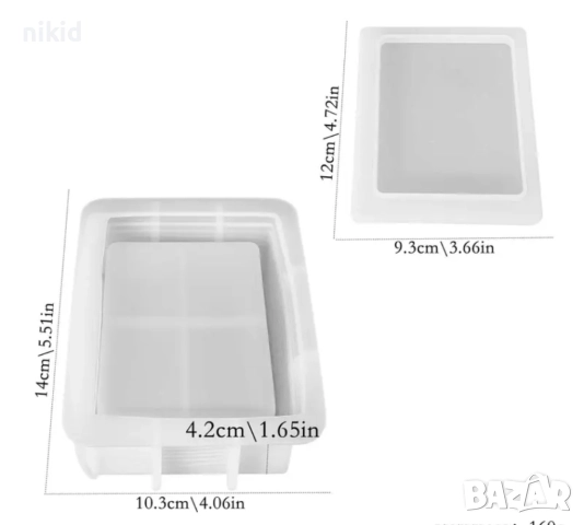 3D Правоъгълна Книга кутия с капак силиконов молд форма смола гипс шоколад фондан, снимка 4 - Форми - 52894167