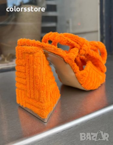 Сандали на ток - оранжеви - HL100, снимка 3 - Сандали - 44286301