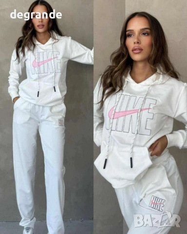 Бял памучен екип Nike