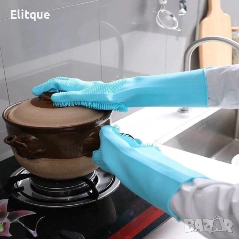 2 БРОЯ Силиконови ръкавици за домакинска употреба "Идеални и за чешане на котки. :)", снимка 11 - Други стоки за дома - 52903178