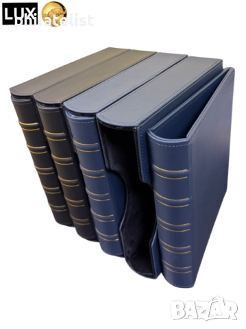 Папка с касета LUX за банкноти с 20 листа - OPTIMA стандарт , еко-кожа - син цвят , снимка 4 - Нумизматика и бонистика - 53178787