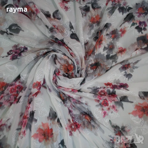 -40% Плат Robero Cavalli бродиран копринен шифон принт, снимка 4 - Рокли - 51428920