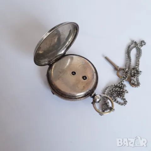 Стар сребърен джобен часовник с ключ и кюстек, снимка 12 - Антикварни и старинни предмети - 47559078