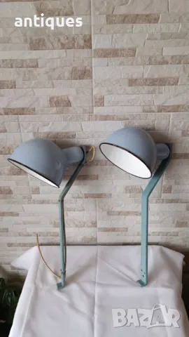 Комплект стари емайлирани лампи за стена или таван - №9.1 - Антика, снимка 2 - Антикварни и старинни предмети - 49722951