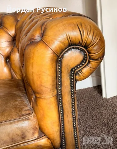 Chesterfield Честърфийлд двуместен диван – естествена кожа, снимка 2 - Дивани и мека мебел - 55691790