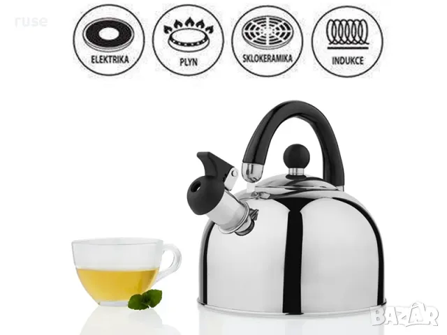 НОВИ! Чайник свирещ 2л индукция/газ/керамични/електр. котлони инокс, снимка 10 - Аксесоари за кухня - 48968218
