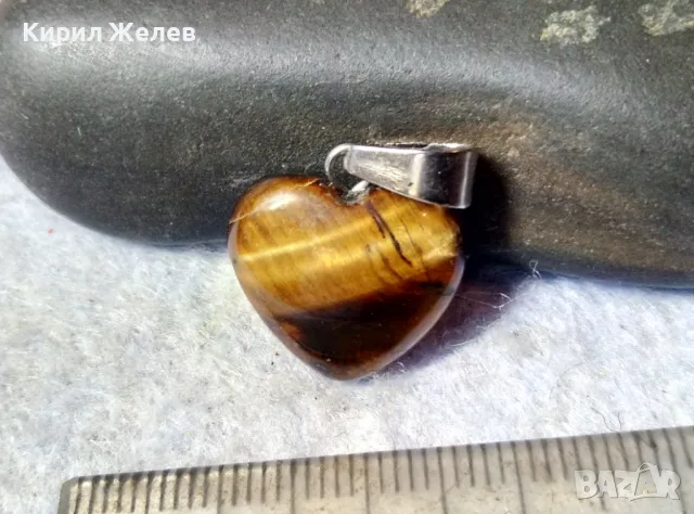 РОМАНТИЧЕН БЕЛ ЕПОК СТИЛ АРТ ПЕНДАНТ МЕДАЛЬОН СЪРЧИЦЕ от ПОЛИРАН КАМЪК ТИГРОВО ОКО 39782