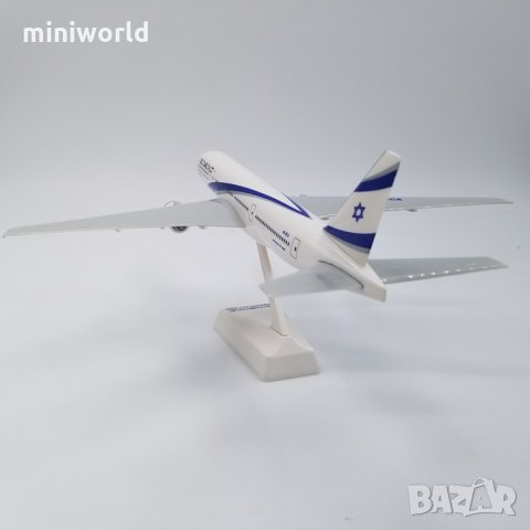 самолет Boeing 777-200 EL AL Israel Airlines 4X-ECC Pacmin - мащаб 1:100 (32 см.) пластмасов модел, снимка 3 - Колекции - 32110733