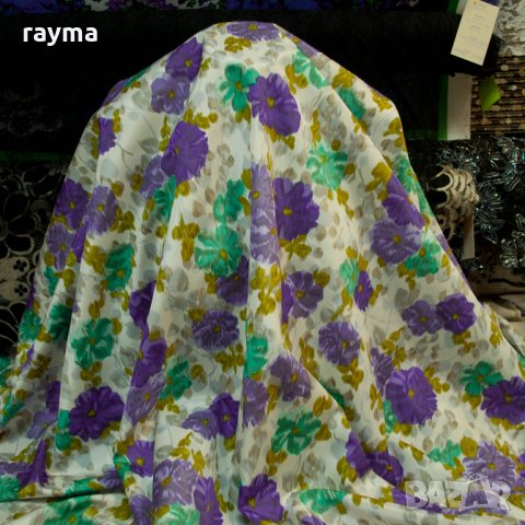 Плат италианска дизайнерска копринена тафта принт цветя, снимка 8 - Поли - 34237309