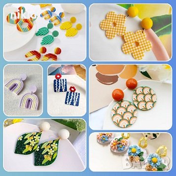 сет пластмасови форми резци за полимерна глина порцелан фондан тесто бижута обеци, снимка 4 - Форми - 42614394