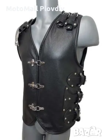 елек Рокерски кожен елек motomall 2019! кожа рокер чопър мото мотор, снимка 5 - Аксесоари и консумативи - 49178468