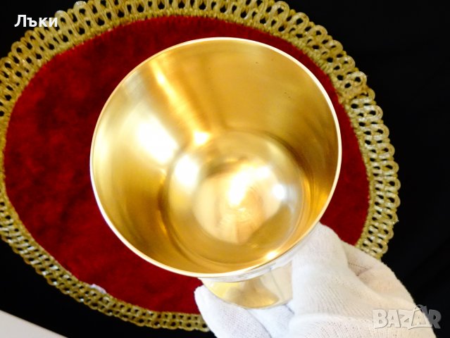 Бронзов бокал за вино 14 см. , снимка 3 - Антикварни и старинни предмети - 38673236