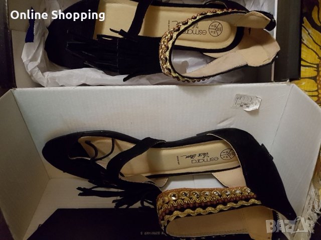 Дамски сандали естествена кожа черно и златно ESMARA, снимка 7 - Сандали - 29731350