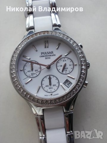 Pulsar оригинален дамски керамичен chronograph часовник, снимка 1 - Дамски - 48146573