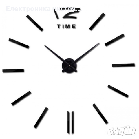 3D Стенен светещ модерен часовник - BLACK, Home Decor Clock 3D, DC-162