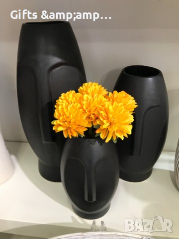 Нови модели вази с лица - от керамика в черно, снимка 2 - Вази - 36684360