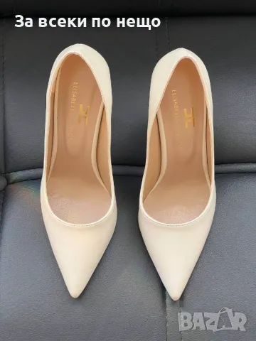 Elisabetta Franchi Дамски Бежови Обувки С Метален Ток Елизабета Фенчи Код E231, снимка 3 - Дамски обувки на ток - 50412042