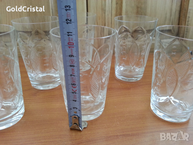 Ретро стъклени чаши с гарафа  гравирани , снимка 6 - Антикварни и старинни предмети - 36401849