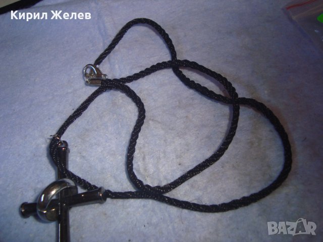 МОДНО АРТ КОЛИЕ - КРЪСТ НЕРЪЖДАЕМА СТОМАНА с ШНУРЧЕ СТИЛНО ГОЛЯМО КРАСИВО 81555, снимка 9 - Колиета, медальони, синджири - 36982753