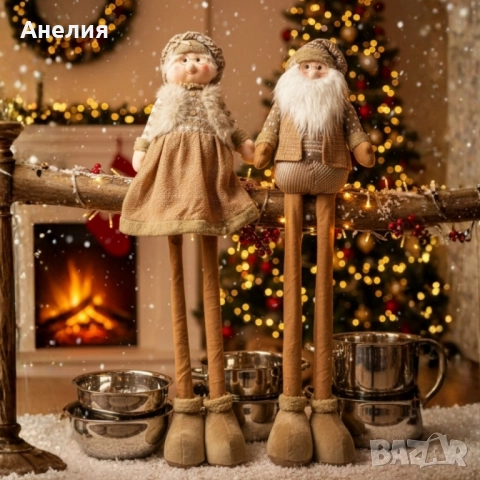 Декоративни коледни кукли Дядо Коледа и Баба Коледа -120см, снимка 3 - Декорация за дома - 52064517