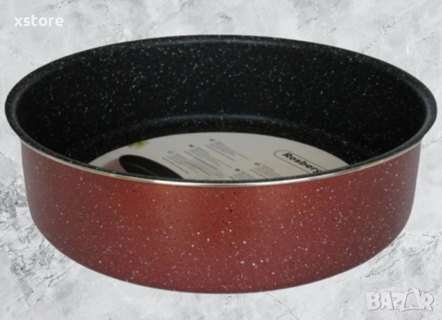 Тава Rosberg R51222G26, Кръгла,26/28/30/32/34 см., Мраморно покр., Бордо меланж/алуминий, снимка 4 - Съдове за готвене - 52794305