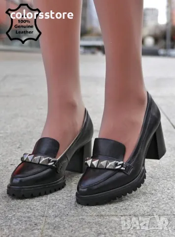 Обувки на ток - черна ЕСТЕСТВЕНА кожа - 17021Z-1-3K