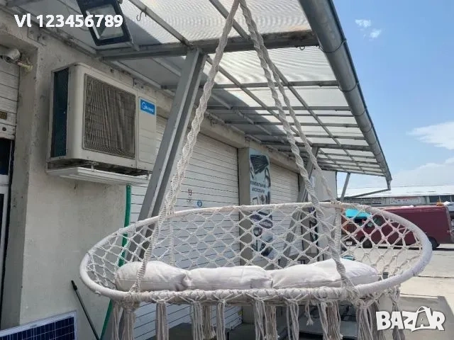 Висяща въжена люлка-хамак, Бежова/черна/+ подарък възглавница , снимка 6 - Други стоки за дома - 53926270