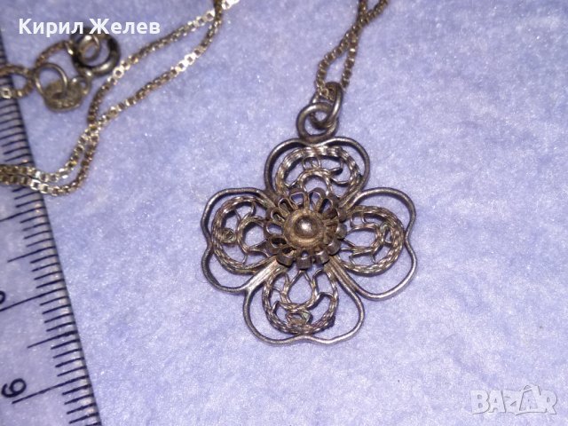 СТАРИНЕН ФИЛИГРАНЕН СРЕБЪРЕН МЕДАЛЬОН ЧЕТИРИЛИСТНА ДЕТЕЛИНА с ВЕРИЖКА от СРЕБРО 925 РЕТРО БИЖУ 34432, снимка 16 - Антикварни и старинни предмети - 39471413