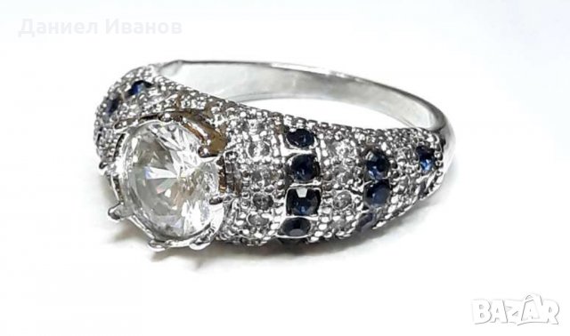 Златен пръстен Бяло Злато 18К със камък на Сваровски НОВ, снимка 2 - Пръстени - 29246556