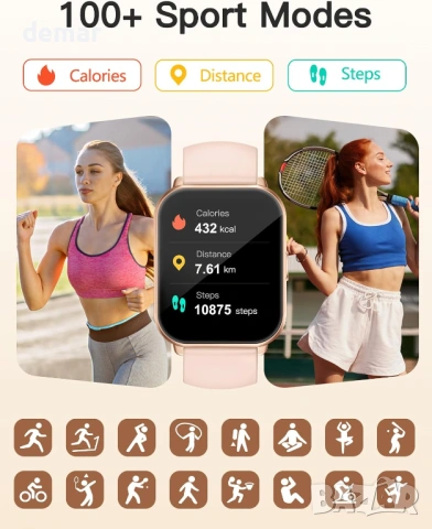 Cloudpoem 1.85" смарт часовник с приемане/осъществяване на повиквания за Android и iOS, снимка 2 - Смарт часовници - 53178653