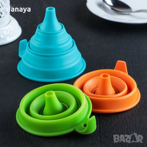 2638 Кухненска сгъваема силиконова фуния, снимка 2 - Прибори за хранене, готвене и сервиране - 35396898