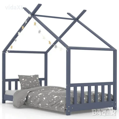 vidaXL Рамка за детско легло, сива, бор масив, 80x160 см（SKU: 283371）