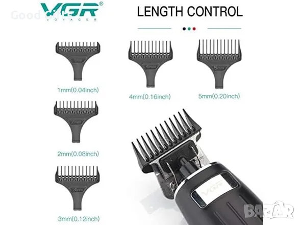 Машинка за подстригване VGR V-192 – 2000mAh, до 300 мин. работа, 6 приставки, снимка 4 - Машинки за подстригване - 50387947
