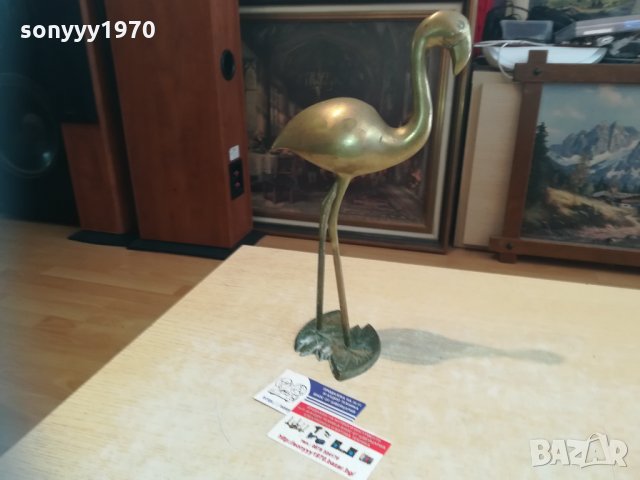 голямо фламинго-мед/месинг/бронз-33х20х16см, снимка 10 - Колекции - 30243701
