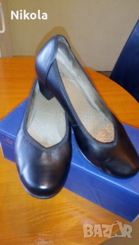 Caprice черни дамски кожени обувки черни №38 H и стелка 25см, снимка 2 - Дамски обувки на ток - 29150751
