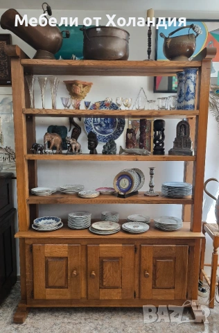 Масивен дъбов шкаф-етажерка, снимка 2 - Етажерки - 54226112