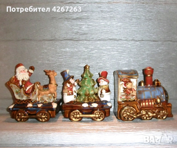 Коледна украса Влакчето на дядо Коледа, елени, снежни човеци, фигурки, статуетки