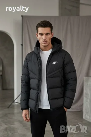 Nike Ново Мъжко Черно Зимно Яке с Качулка [С-2ХЛ Размер]