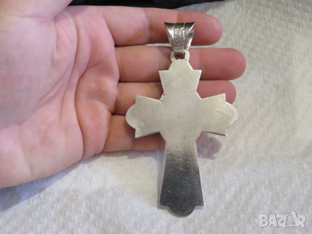 Голям кован старинен  мъжки сребърен кръст с  Исус Христос сребро религия, снимка 8 - Колиета, медальони, синджири - 31928907