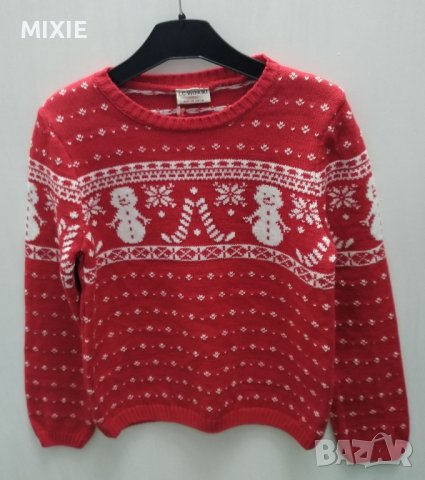 Нов детски Коледен пуловер, 8-9 г., снимка 1 - Детски пуловери и жилетки - 42876913