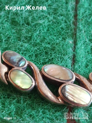 Сребърно колие с КРАЛСКИ СЕДЕФ винтидж стил майсторска ръчна изработка 52164, снимка 2 - Колиета, медальони, синджири - 54037665