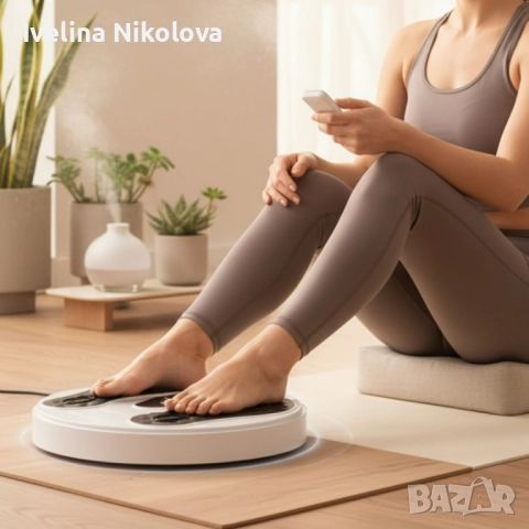 Електронен стимулатор за стъпала EMS + TENS – безжичен масажор с червена LED светлина и дистан, снимка 4 - Масажори - 52443686