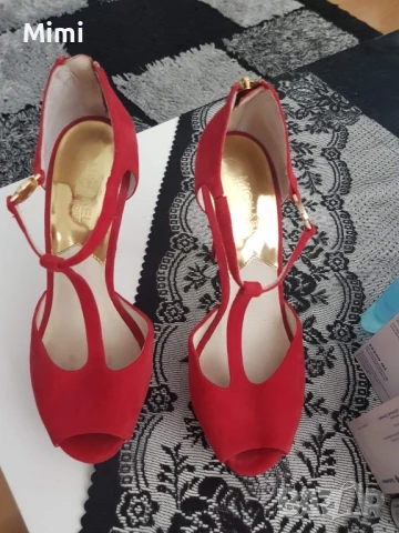 Мichael Kors Червени Сандали на ток , снимка 8 - Сандали - 50450892