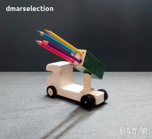 Декоративно дървено камионче - моливник DMAR 307M2, снимка 3 - Декорация за дома - 50962992