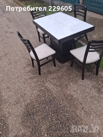 трапеэна маса 4 стола, снимка 2 - Маси - 53055753