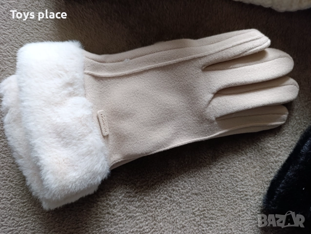 Зимна плетена шапка с пух, ръкавици , снимка 6 - Шапки - 52811321